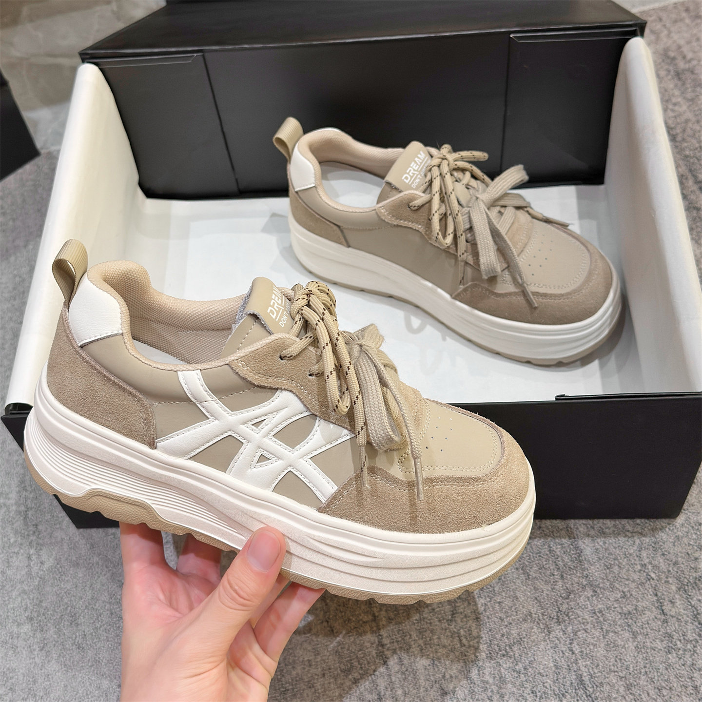 复古小众厚底德训鞋女春款休闲鞋