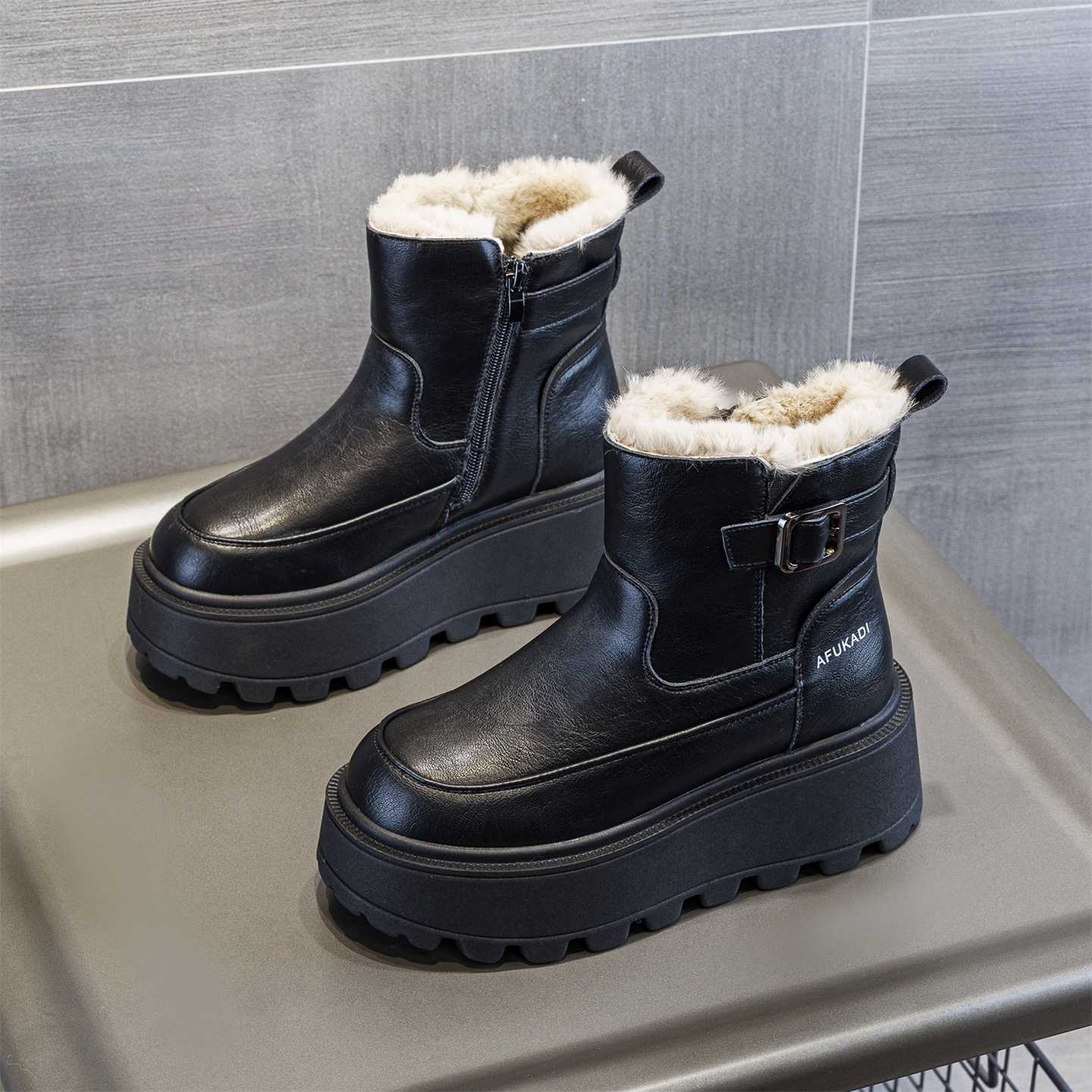 内增高厚底雪地靴女冬季加绒短靴