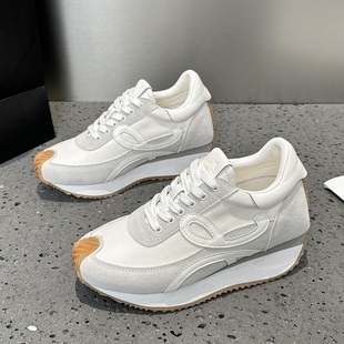 子 休闲阿甘鞋 外贸原单尾货真皮厚底增高小白鞋 女春夏透气松糕单鞋