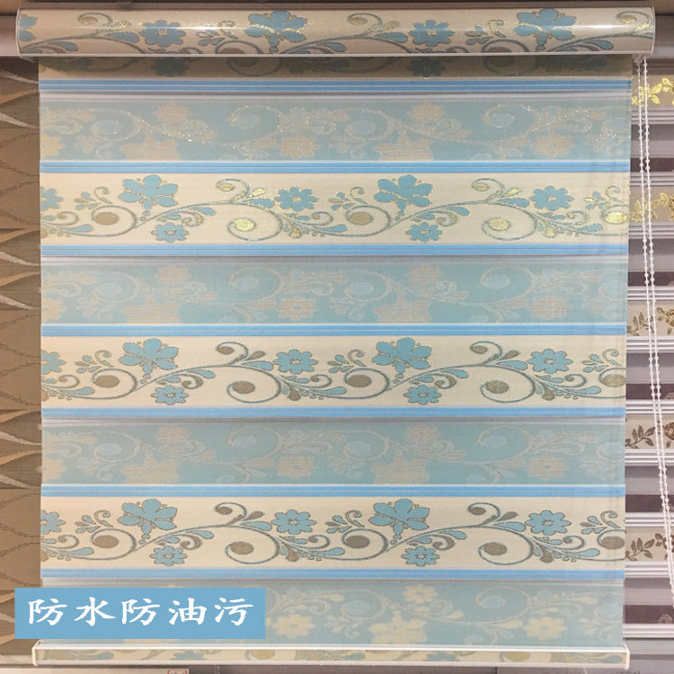 新款金丝提花防水柔纱帘加厚厨房防油污卷帘双层卫生间防霉百叶窗