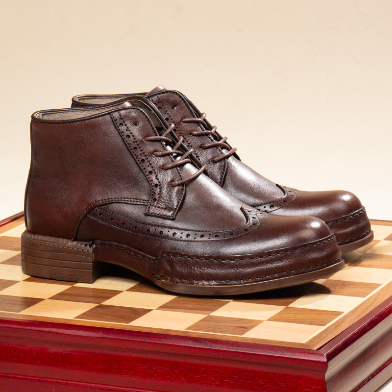 漾鲨手工皮鞋男士商务正装增高