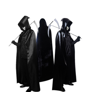 万圣节服装成人男女死神披风表演黑色巫师袍吸血鬼衣服密室NPC装