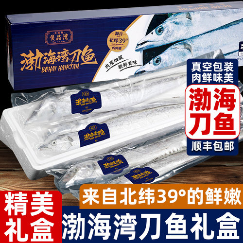 高档渤海湾刀鱼礼盒3条5条装