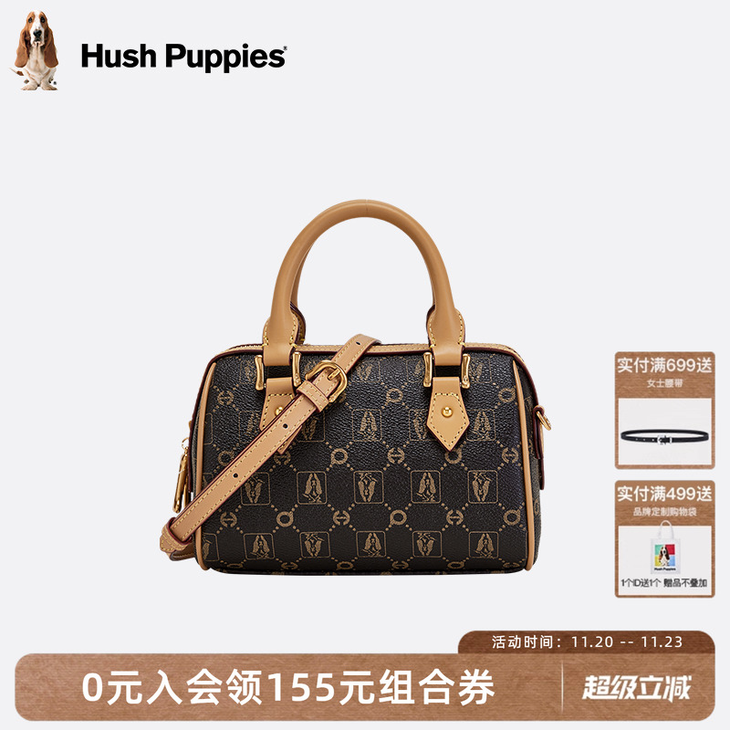 暇步士女包新款时尚复古老花手提包女单肩斜挎包包波士顿枕头包