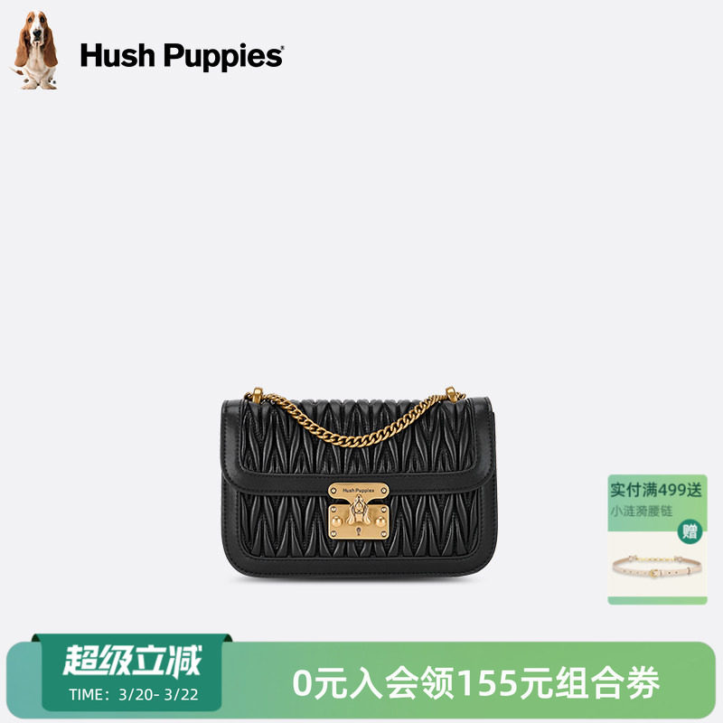 暇步士女包2026新款单肩包女轻奢羊皮小众豆腐包褶皱小方包女包