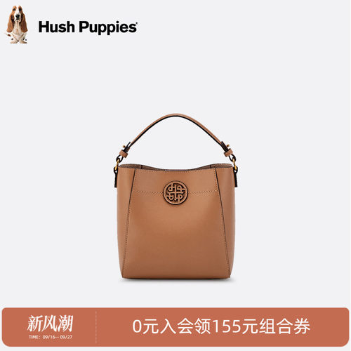 暇步士头层牛皮单肩手提水桶包女