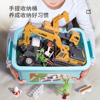 速发挖掘机玩具车合金工程车套装模型推挖土机搅拌车吊车儿童玩具