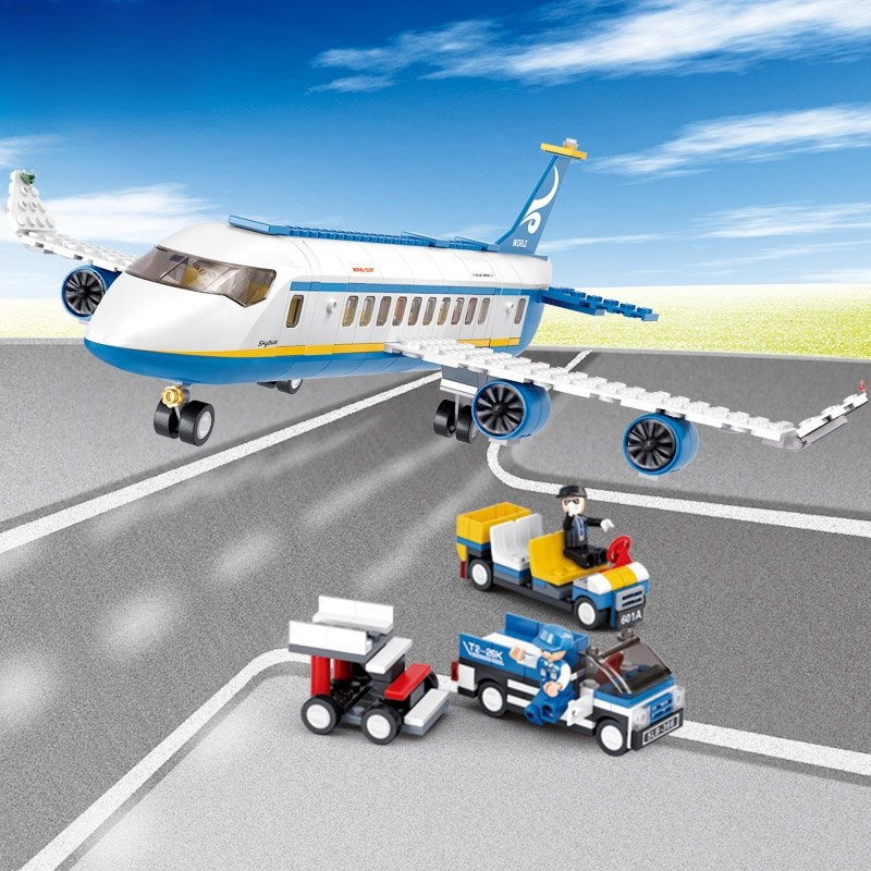速发中国积木男孩子航空民用飞机组合空中巴士儿童礼物玩具模型拼