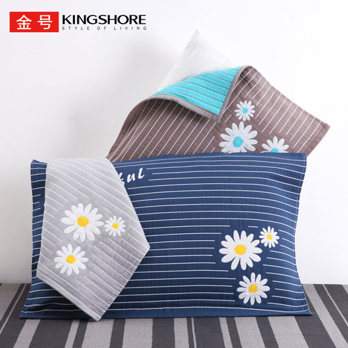 2条金号纯棉枕巾四层泡泡纱布