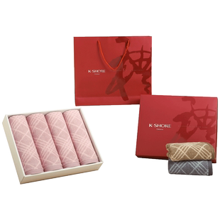 金号毛巾礼盒依诗家纯棉四条装全棉高端面巾厚实大气送精美手提袋