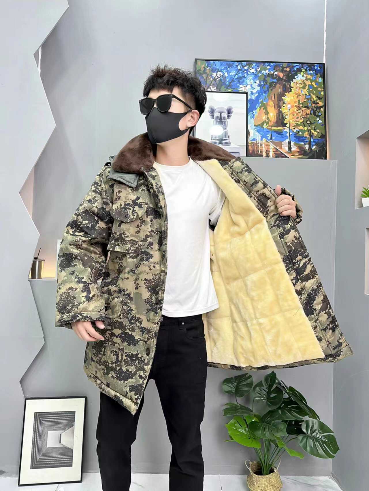 防寒保暖中长款秋冬季迷彩工作服