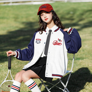 女大童棒球服春秋外套2026新款初中生青少年女孩运动装宽松休闲潮