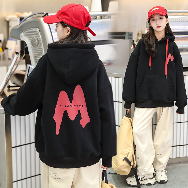 一体羊驼绒卫衣过年红色衣服