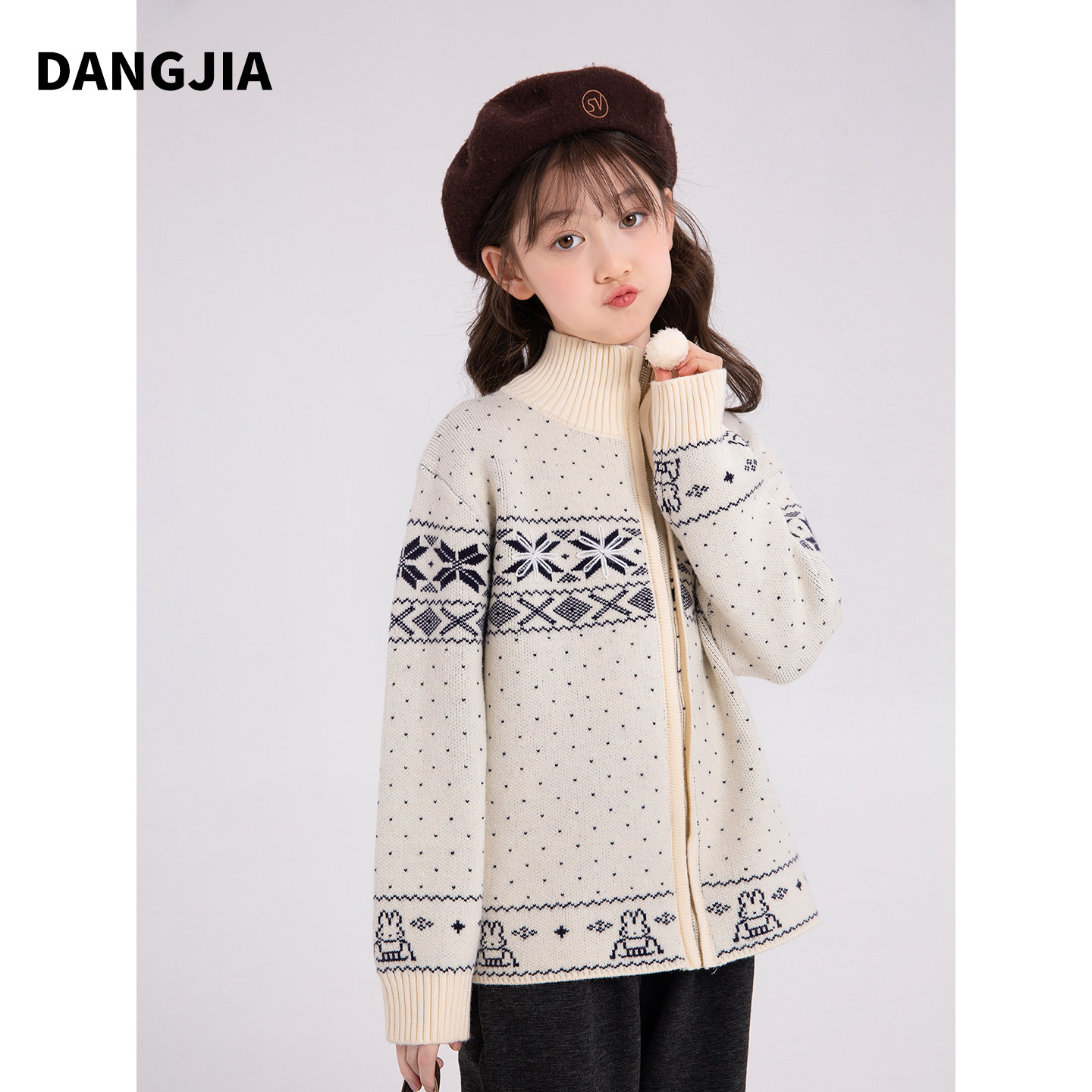 女童毛衣开衫2025新款秋冬装儿童洋气针织衫外套中大童拉链上衣潮