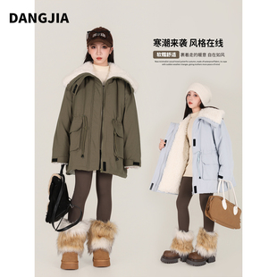 女大童羊羔毛外套2025新款秋冬儿童加厚保暖上衣初中生冬装派克服