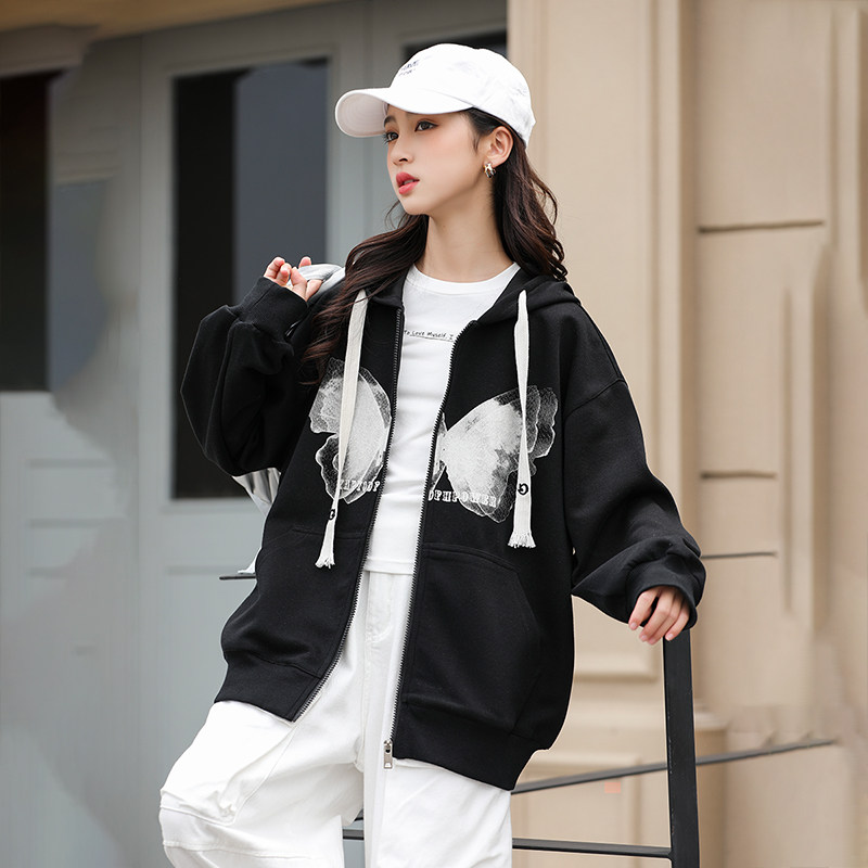 女大童外套2026春装新款初中生连帽休闲卫衣儿童洋气开衫卫衣童装