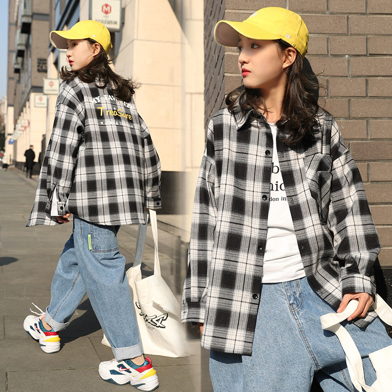 女童长袖衬衫洋气中大童衬衣冬装13女孩秋冬12外套15岁2022新款潮