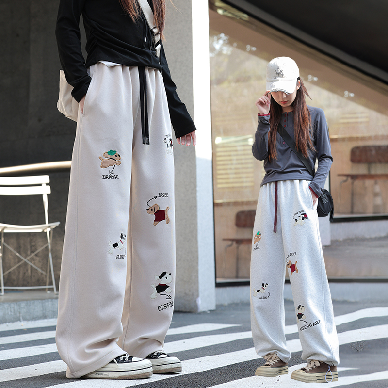 女大童春款刺绣卫裤2025新款