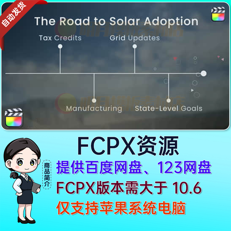 FCPX插件-50个模块化极简设计风格点线图形文字展示动画