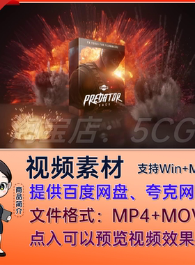 4K视频素材-383个爆炸粉尘冲击波血液飞溅特效 Bigfilms PREDATOR