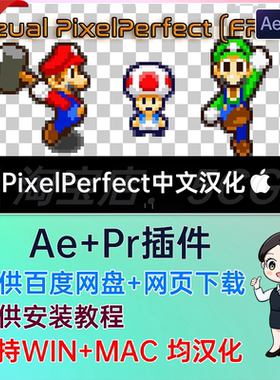 中文汉化 PixelPerfect AE插件复古游戏8bit像素化无损放大插件Pr