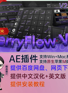 中文汉化AE脚本插件关键帧曲线缓入出动画预设JerryFlow V2 2.3.1