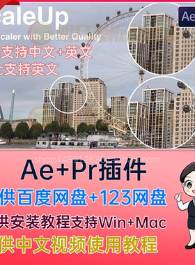 v1.4.4 ScaleUP插件AE/PR 中文汉化人工智能视频无损放大Win/Mac