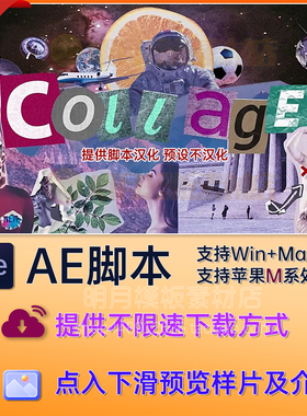 AE脚本2400+动物食物花朵嘴鼻眼睛定格贴纸动画Collage Pack V5