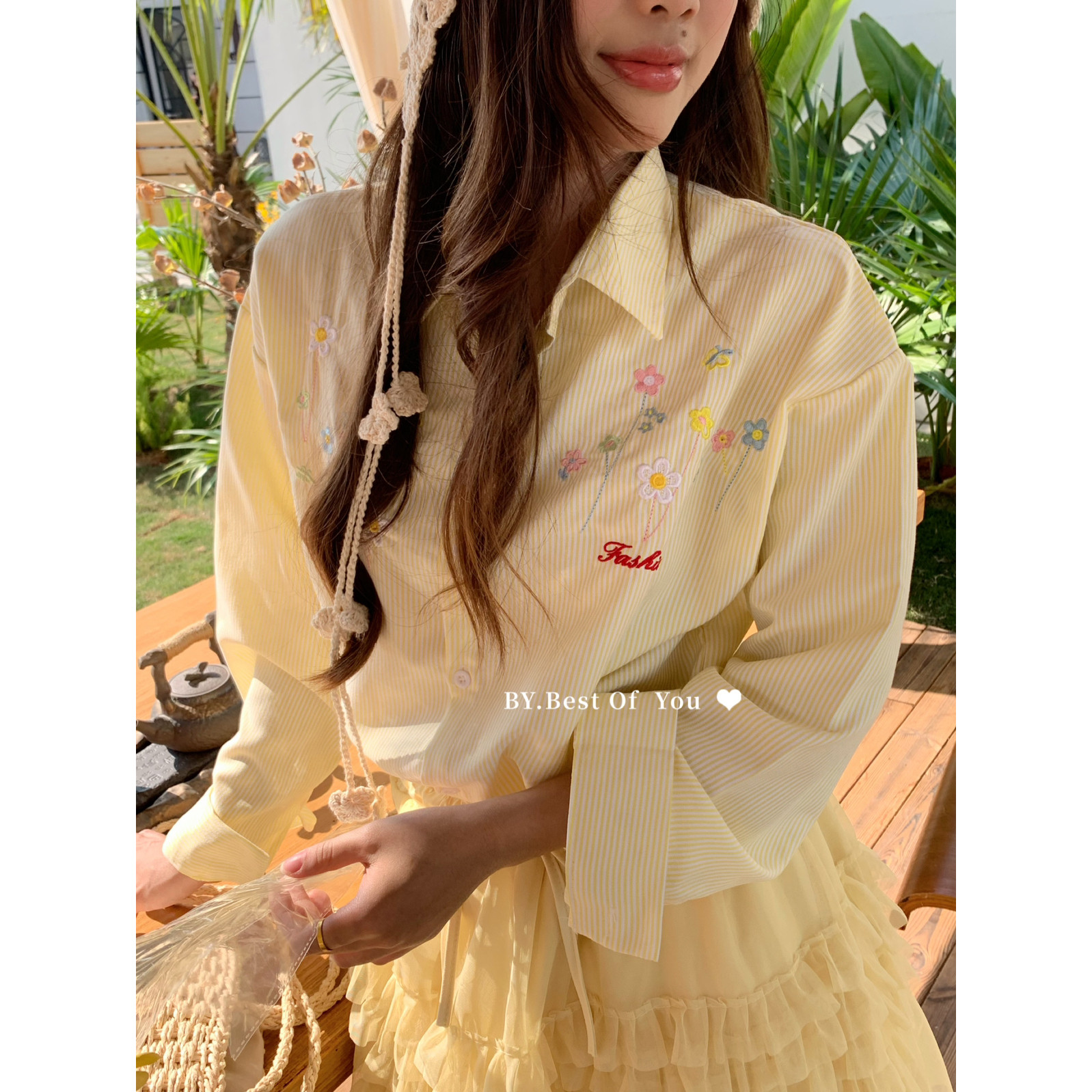 早春上新 泡菜国设计精致刺绣重工系列条纹女上衣衬衫,女装/女士精品,T恤,淘宝优惠券,粉丝福利购,淘宝优惠卷