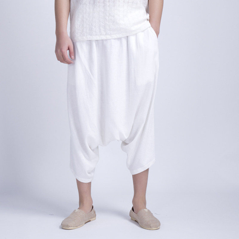 中国风秋宽松九分裤民族风亚麻裤哈伦裤改良汉服吊裆垮裤复古唐装,男装,其他民族服装,淘宝优惠券,粉丝福利购,淘宝优惠卷