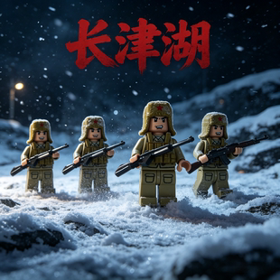 二战突击战役打仗人仔长津湖雪地战壕场景军事拼装积木小人偶玩具