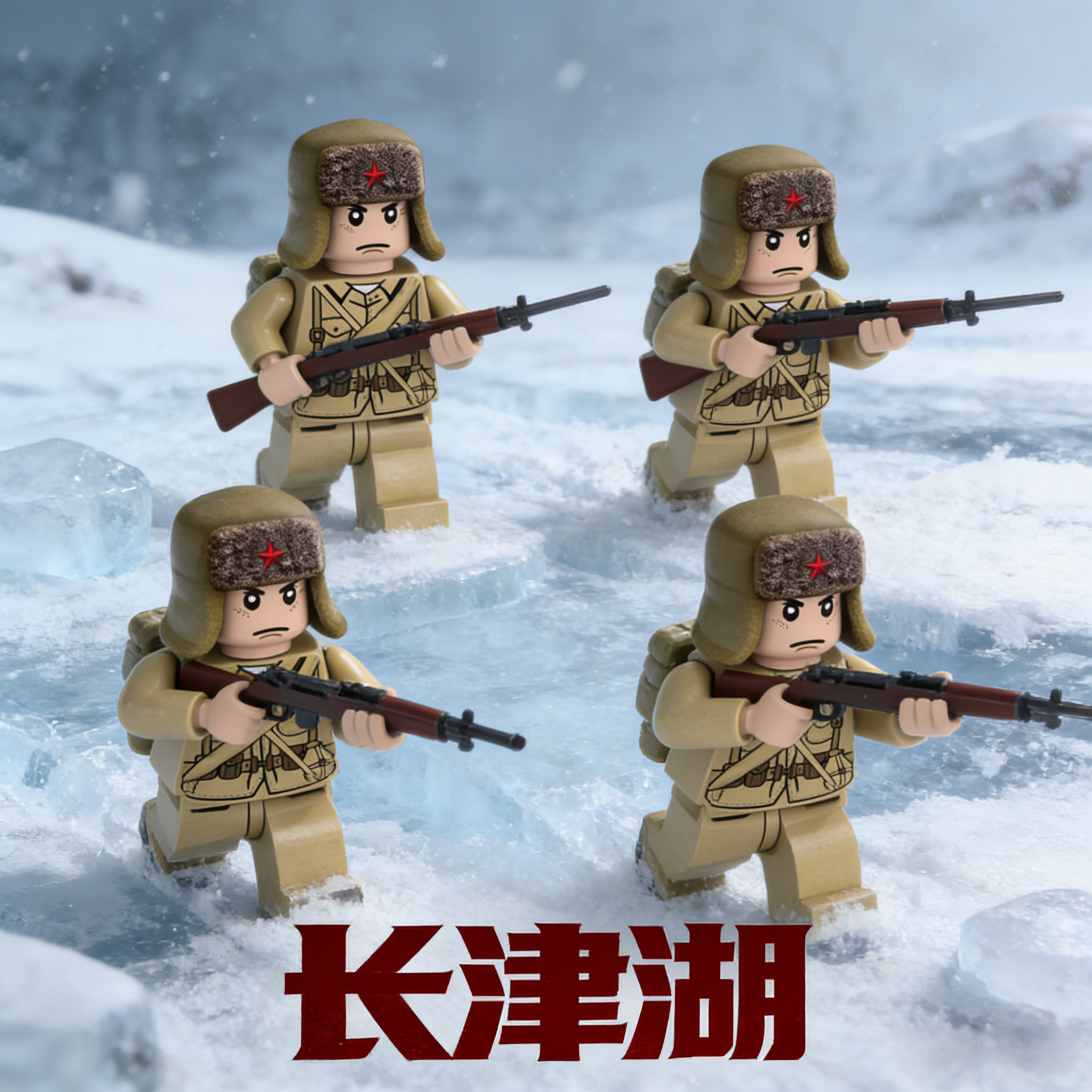 二战士兵八路军武器人仔三八式步枪歪把子机枪拼装积木小人偶玩具