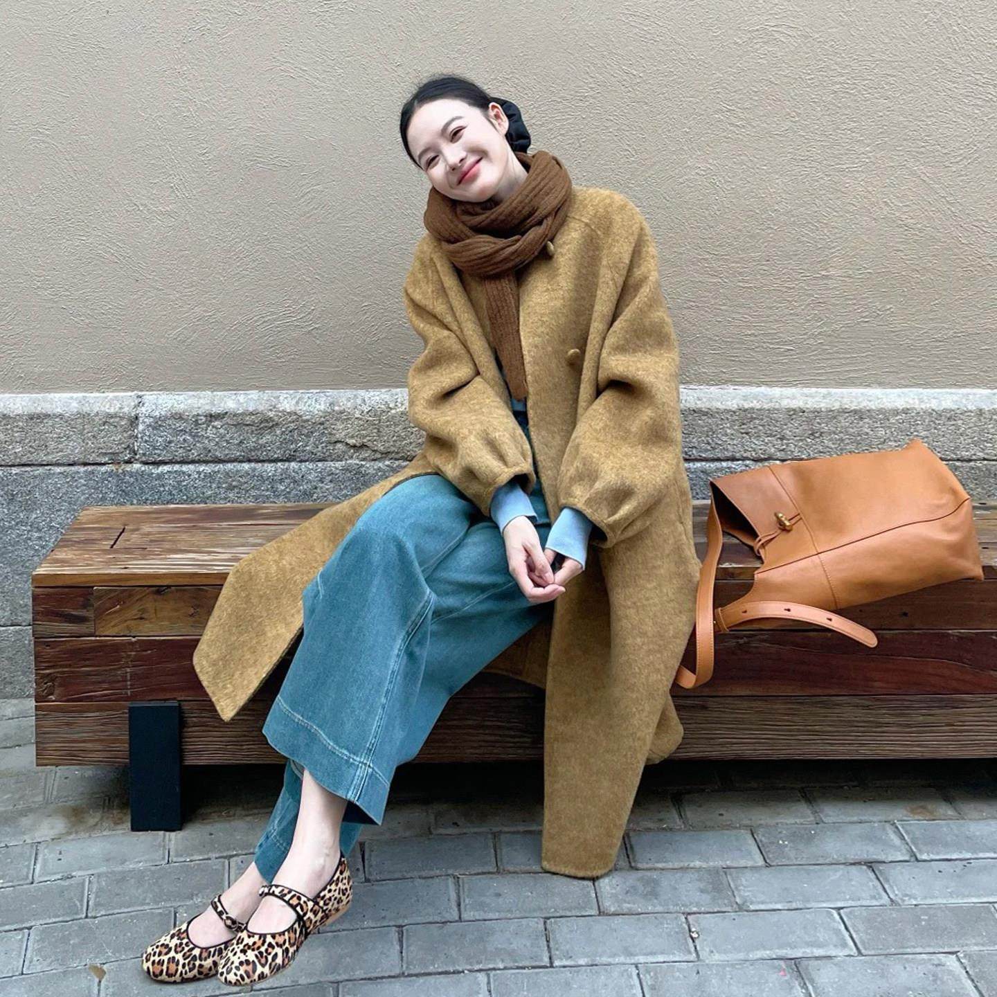 复古秋叶黄单排扣毛呢外套女秋冬季小个子宽松显瘦中长款呢子上衣,运动/瑜伽/健身/球迷用品,广场舞套装,淘宝优惠券,粉丝福利购,淘宝优惠卷