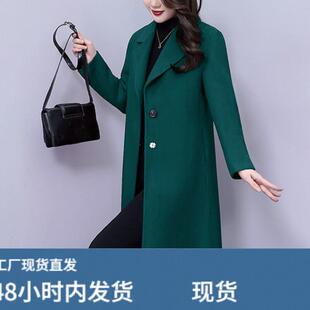 中年妈妈加厚新款呢外套风衣女2026秋冬新款修身显瘦中长款呢子大