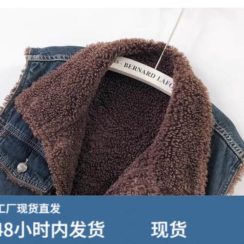 羊羔牛仔加厚马甲背心新款秋冬季加狨宽松韩版短款外套无袖坎肩