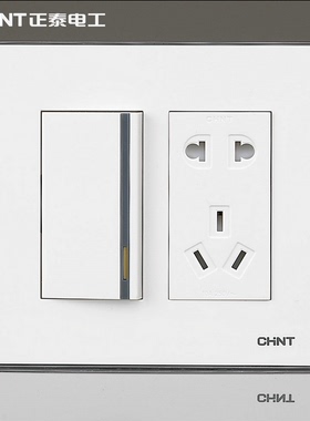 正品正泰开关插座面板120NEW9E一开双控五孔/一开二三插 白色银边