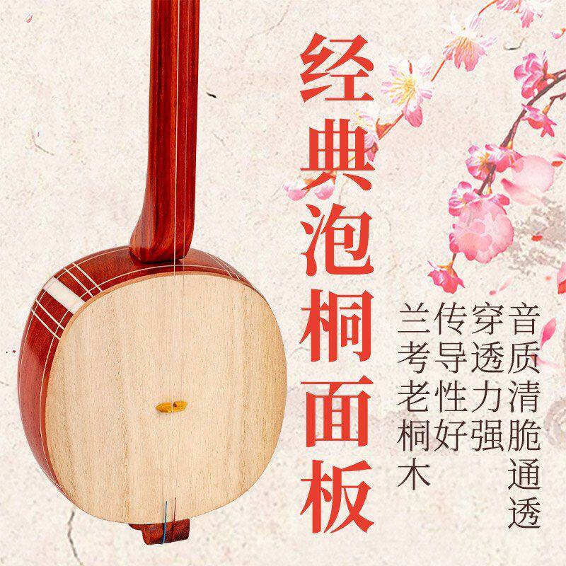 淳乐牌河南坠子坠胡红木色木板三弦弹拨类民族乐器兰考泡桐板三弦