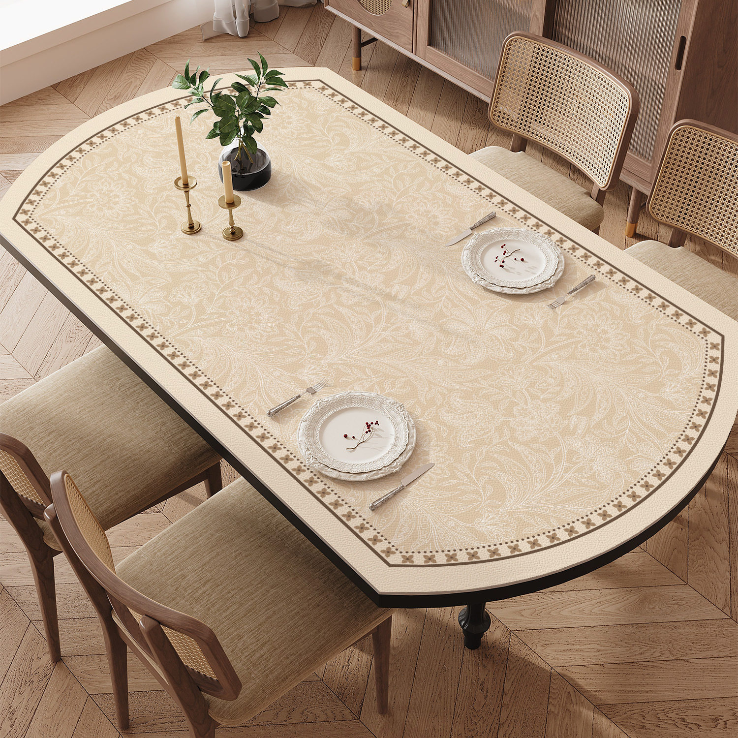 中古椭圆形餐桌垫免洗防水防油轻奢高级感美式复古保护垫子,居家布艺,桌布,淘宝优惠券,粉丝福利购,淘宝优惠卷