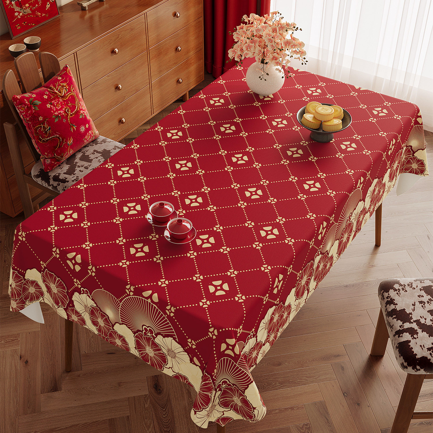 新年桌布防水防油免洗防烫2025新款轻奢高级感过年餐桌垫茶几台布