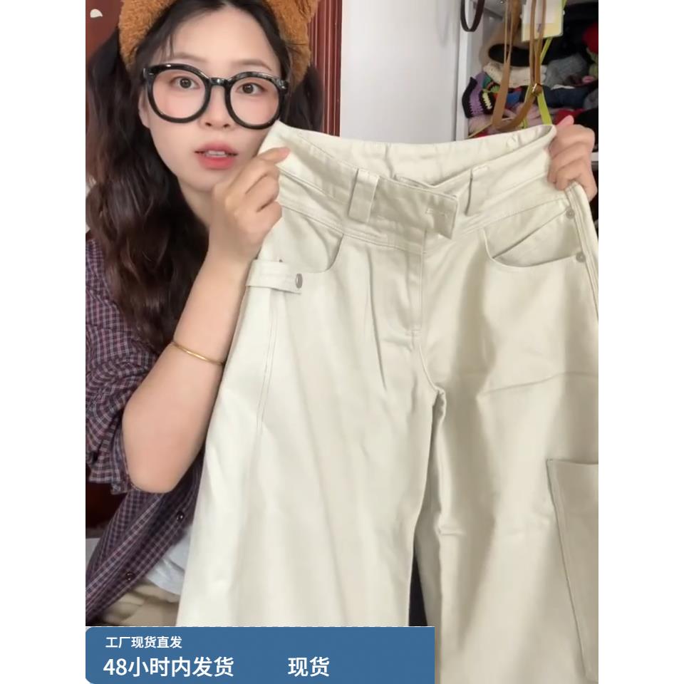 2025新款韩版时尚百搭高腰直筒裤牛仔裤女宽松显瘦松弛感休闲裤子