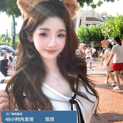 迪士尼穿搭学院风海军领无袖针织背心女温柔修身显瘦休闲露肩上衣