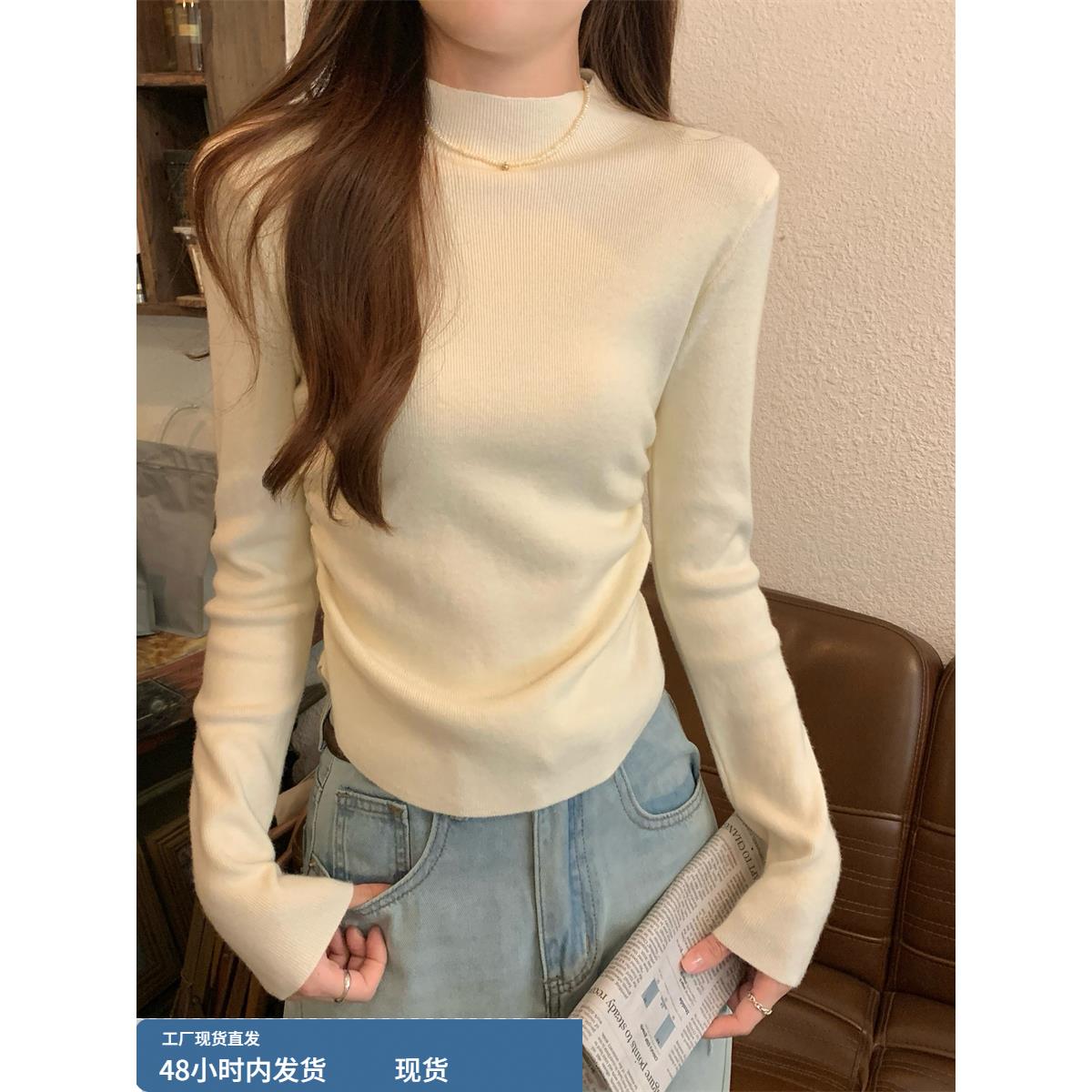 巨好看的半高领针织打底衫女内搭秋冬保暖毛衣高级感冬季长袖上衣