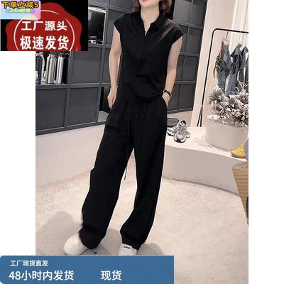 黑色休闲套装女2025年新款夏季上班通勤穿搭高级小众不撞款两件套