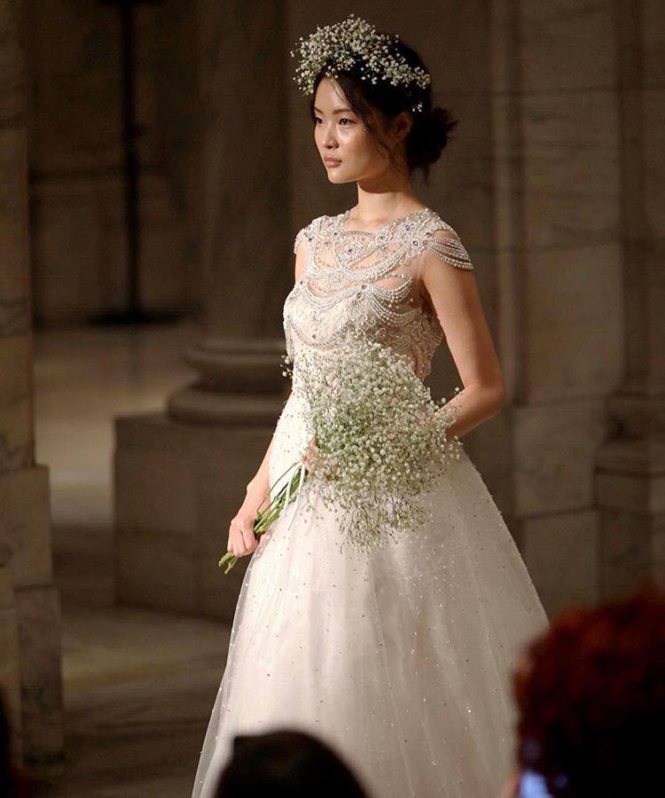 15年老店 抹胸两件套甜美钉珠结婚婚礼婚纱REEM ACRA大牌户外草坪