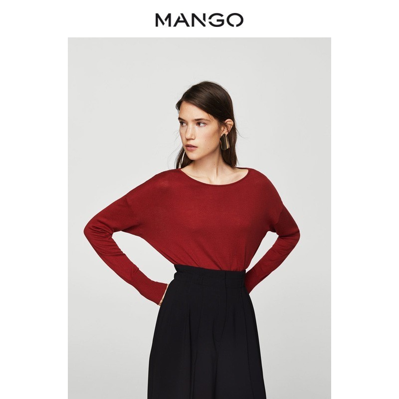 MANGOÅ®×°2018´º¼¾Ï¸ÏßʱÉÐÐÝÏÐÕë֯ëÒ ³¤ÐäÔ²Áì´òµ×ÉÀ23010483
