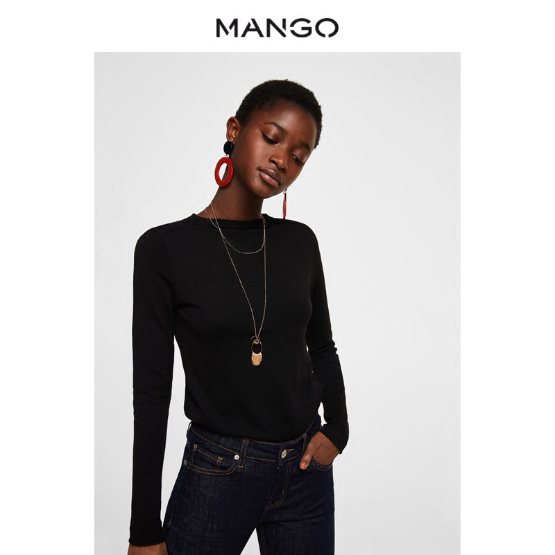 MANGOÅ®×°2018´ºÏÄпîÀâÎÆ±ßÔµ³¤ÐäëÒ ԲÁìÕëÖ¯´òµ×ÉÀ23020469