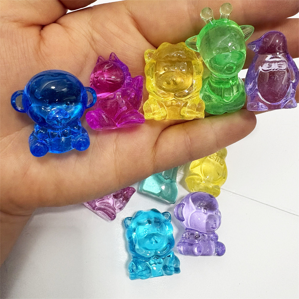 5粒30-40mm5款亚克力透明彩色动物猴子猩猩企鹅棋子桌游DTY配件图片
