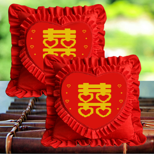 新款婚房十字绣抱枕情侣款结婚绣花枕套客厅卧室床上双人枕头套