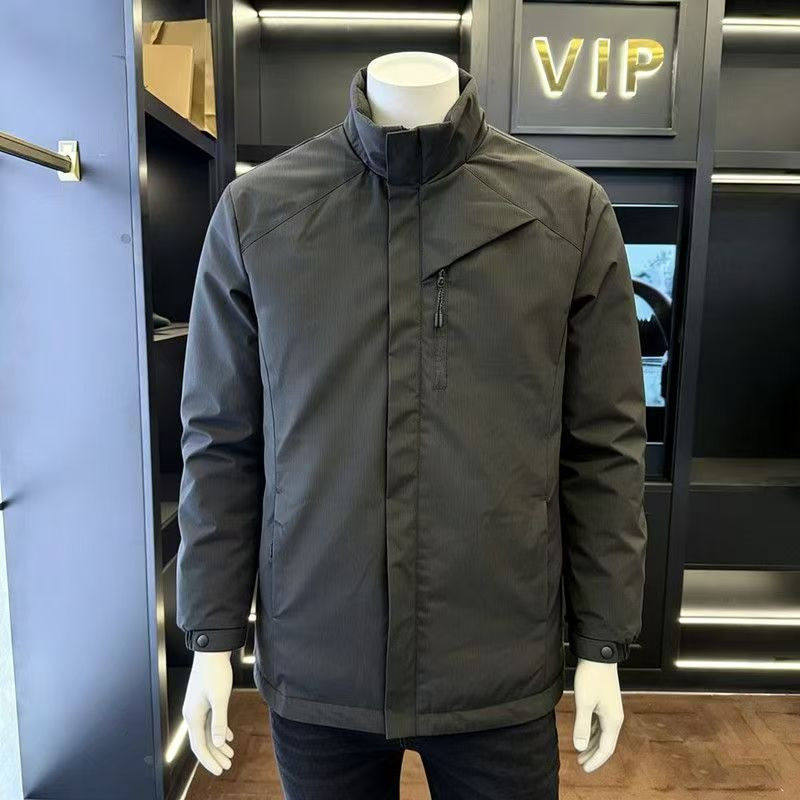 秋冬季新款时尚痞帅立领棉服外套男潮流休闲商务纯色保暖棉衣夹克