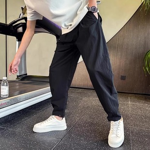 男夏季 小脚休闲裤 薄款 痞帅潮流宽松速干男裤 子潮 九分裤 哈伦束脚裤